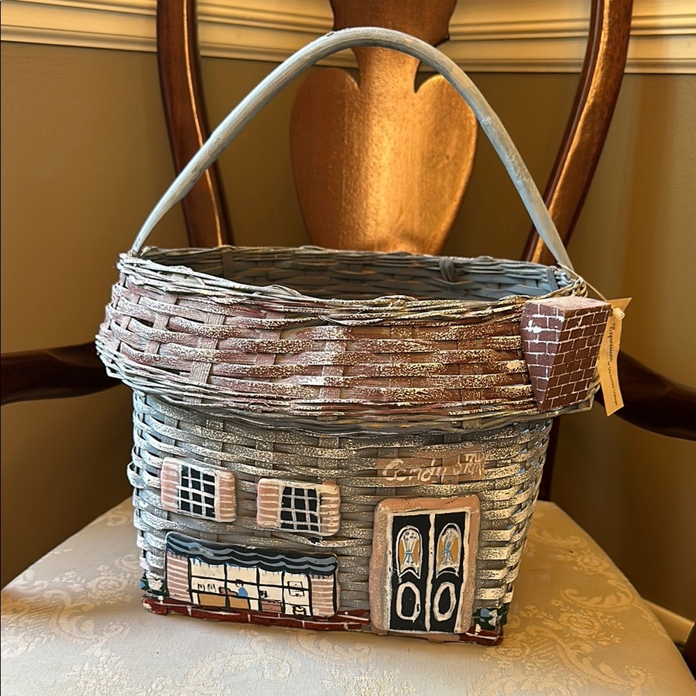 Vintage 1988 Rosenthal Netter candy store distressed wicker, rattan basket